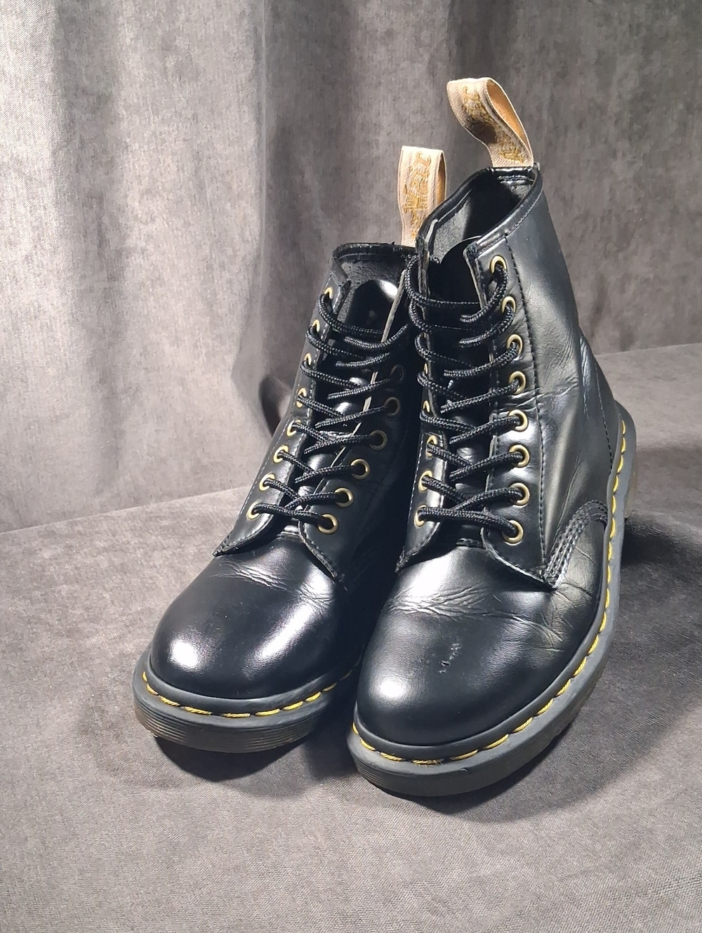 Dr. Martens 1460 Black Vegan Leather Felix Lace Up Boots FAIR US 8